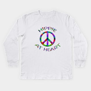 Colorful Hippie At Heart Peace Sign Kids Long Sleeve T-Shirt